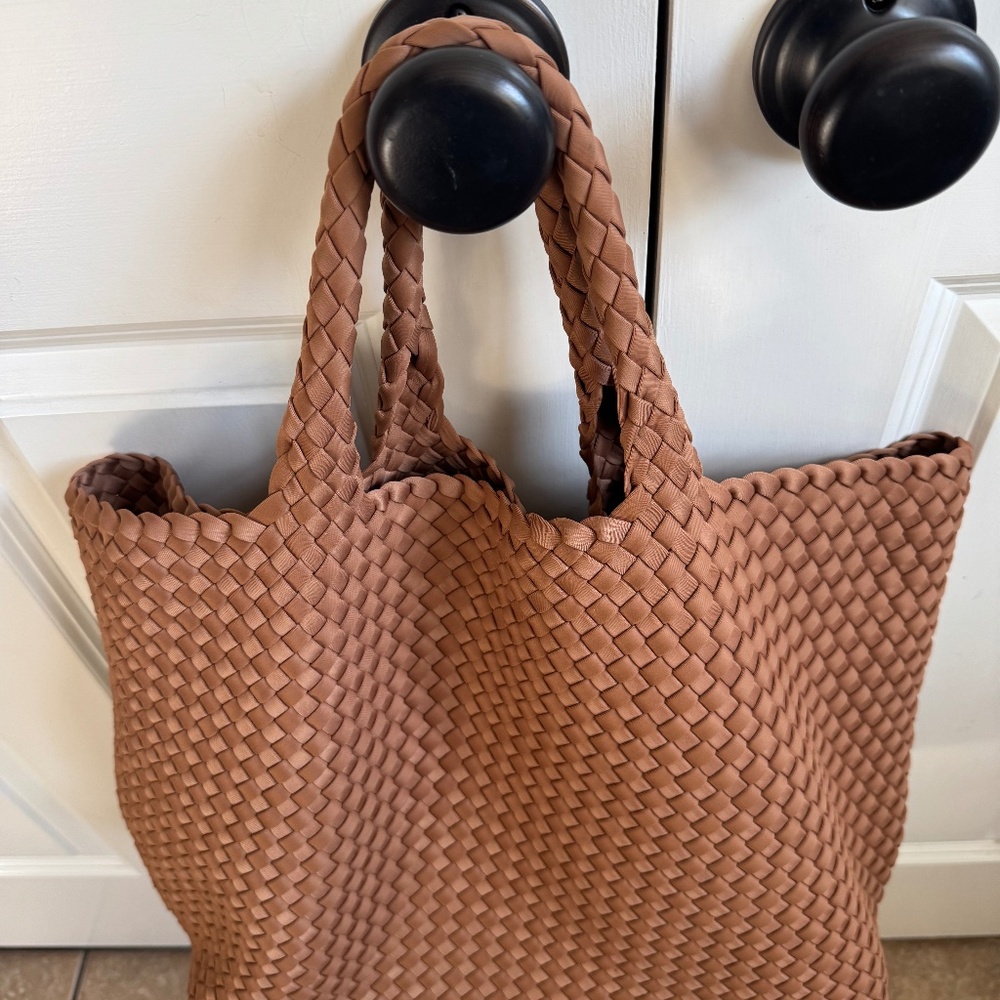Elegant Brown Woven Tote Bag